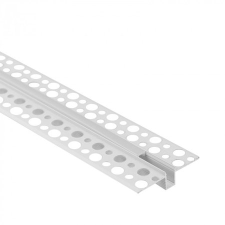 Hliníkový LED profil pro sádrokarton REGIPS Zapuštěný skrytý bílý 2m se stínítkem z mléčného skla pro LED pásky + krytky Ecolight řady GPW