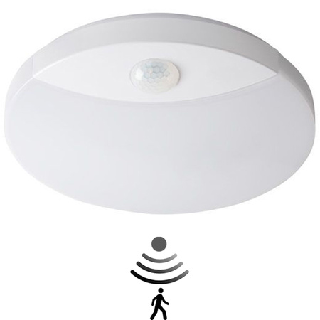 Plafond LED povrchová montáž 15W 1250lm 4000K neutrální IP44 kulatý bílý PIR senzor SANSO KANLUX