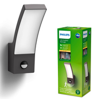 Zahradní nástěnné svítidlo LED SPLAY 3,8 W Pohybové čidlo 2700K Teplá IP44 Antracit PHILIPS