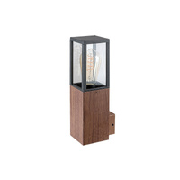 Zahradní lampa LED nástěnná lampa WALES E27 IP44 Černá RABALUX připomínající dřevo
