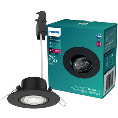 Zapuštěná LED 5W 550lm 4000lm neutrální bílá neutrální bílá pohyblivá kulatá černá stmívatelná 3STEP SceneSwitch Cilantro Philips