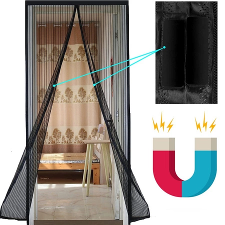 Magnetický závěs na dveře Moskytiéra 80/90/100 x 210/220cm černá