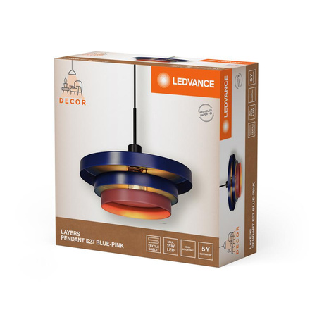 Dekorativní stropní závěsné svítidlo E27 s převisem Modrá růžová Dekor Ledvance