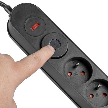 Prodlužovací kabel s přepěťovou ochranou 5M 5GN černý Napájecí lišta + vypínač