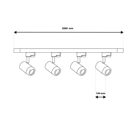 Osvětlovací lišta 2m + 4x reflektor lištový, GU10 Bílá RITI LUMILED