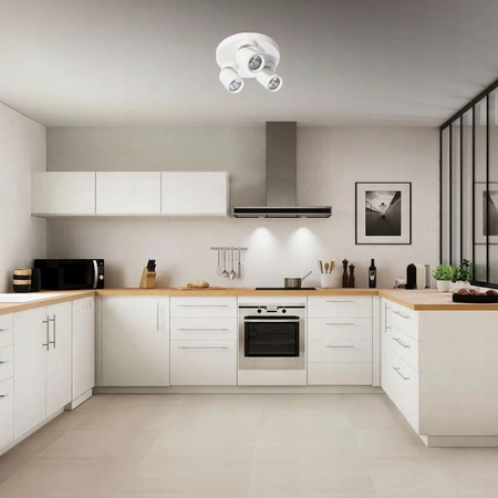 TIMO Stropní nástěnná lampa Nástěnná lampa Reflektor Pohyblivé halogenové svítidlo 3xGU10 Bílé kulaté LVT