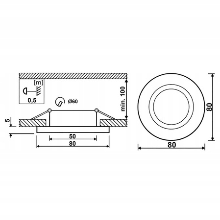 Halogenová Podhledové svítidlo GU10, MR16 Stálá Kulatá Černá Plech ARDALI LUMILED
