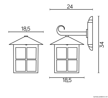 Venkovní zahradní fasádní svítidlo LED nástěnné svítidlo Wenecja K 3012/1/KW E27 Su-Ma