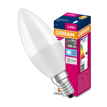 E14 B35 LED žárovka 7W = 60W 806lm 4000K neutrální bílá Hodnota OSRAM