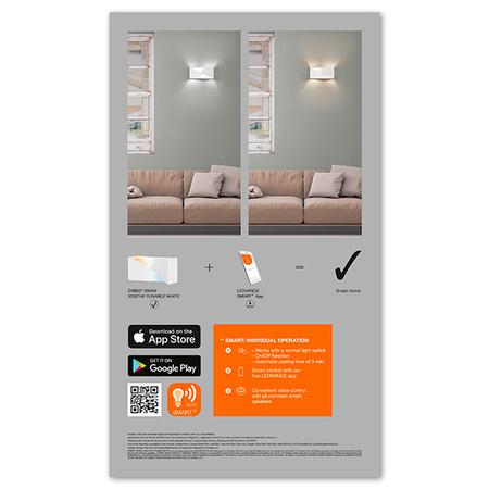 Nástěnné svítidlo SMART+ WIFI Chytré nástěnné svítidlo 23W ORBIS SWAN 30 cmx15 cm BÍLÁ LEDVANCE