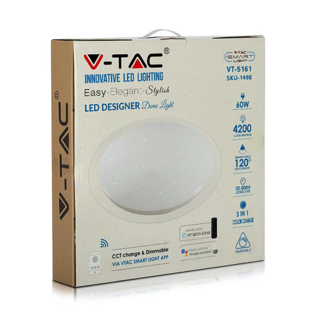 LED 60W SMART Plafond kompatibilní s Alexou a Google Home Star Effect White VT-5161 V-TAC