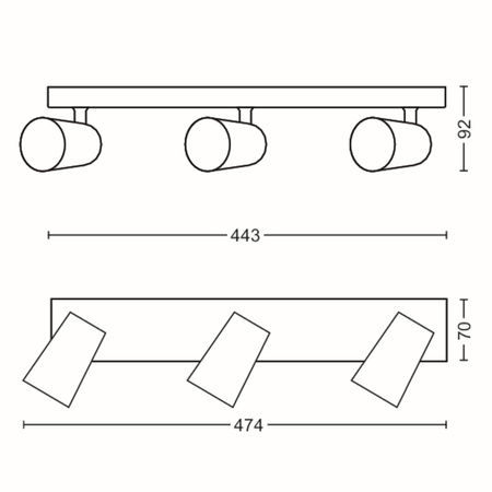 Stropní svítidlo LED PAISLEY 3x GU10 Reflektor pohyblivé svítidlo Bílá PHILIPS