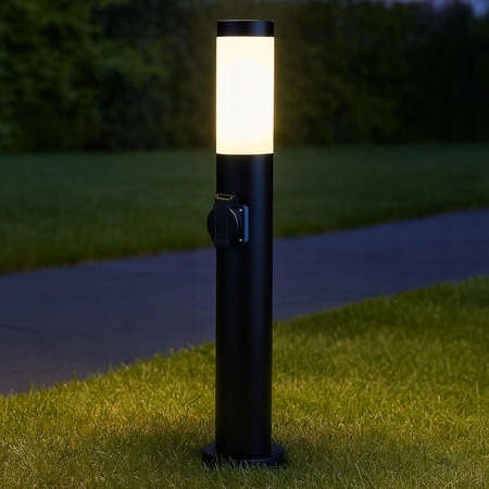 Venkovní zahradní lampa E27 BLACK SLOUP 65cm se zásuvkou 230V