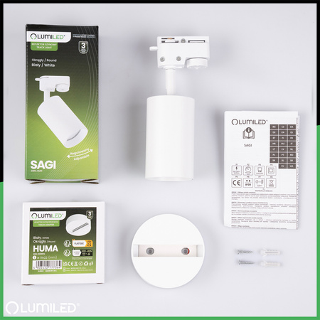 LUMILED HUMA RAIL KIT WHITE + SAGI RAIL SPOTLIGHT WHITE