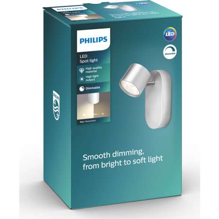 Stropní svítidlo LED STAR 4,5 W 2700K Stmívatelný reflektor Pohyblivé svítidlo Hliník PHILIPS