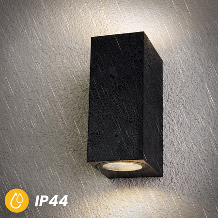 Zahradní nástěnná lampa 2x GU10, čtvercové Černá ALLIUM LUMILED