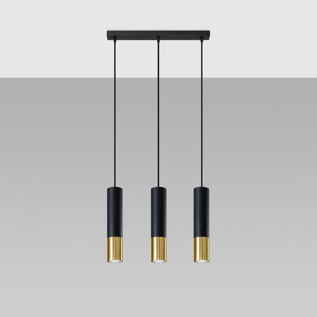 LOOPEZ 3L Závěsné stropní svítidlo 3xGU10 Elegantní černá a zlatá SOLLUX