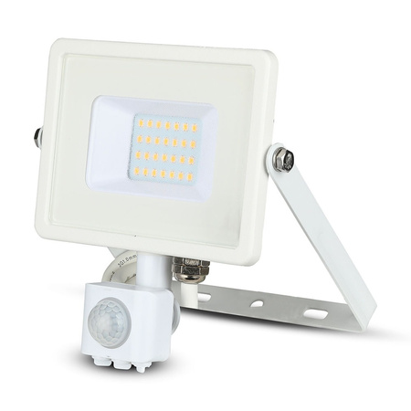 Reflektor LED 20W 1600lm 6400K IP65 Bílý s pohybovým senzorem a funkcí CUT-OFF Samsung Chip VT-20-SW V-TAC