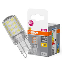 5x LED žárovka s paticí G9 4,2W = 40W 470lm 2700K Warm 300° BASE Osram