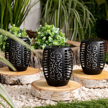 Solární zahradní lampa LED závěsná LANTERN Flame IP44 1700K soumrakový senzor