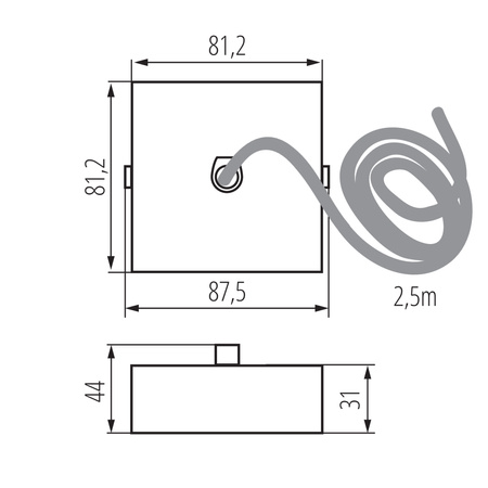 Kabel pro lineární svítidla LED bílé barvy 2,5 m ALIN Kanlux