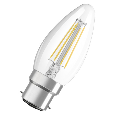 LED žárovka B35 svíčka B22d 4W = 40W 470lm 2700K teplá bílá 300° Retrofit Filament CLASSIC Osram