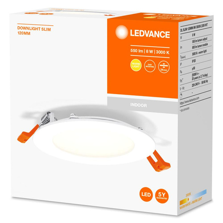 LED panelové vestavné stropní svítidlo DOWNLIGHT SLIM 8W 550lm 3000K Teplá bílá 12cm LEDVANCE