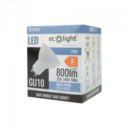 LED reflektorová žárovka GU10 10W 900lm 6500K studená bílá Ecolight
