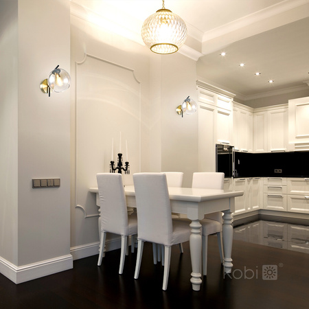 Nástěnná objímka pro povrchovou montáž E14 Black Gold Globe Elegance Kobi