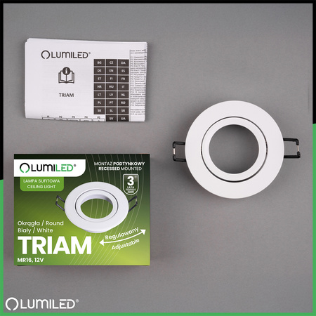 Halogenové stropní svítidlo pro zapuštěnou montáž Kruhové pohyblivé svítidlo MR16 bílé TRIAM LUMILED