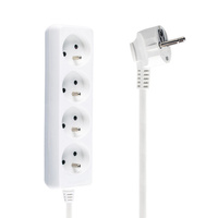 Zástrčka napájecího prodlužovacího kabelu – 4x zásuvka s uzemněním 1.5m 3x1mm 16A Bílá