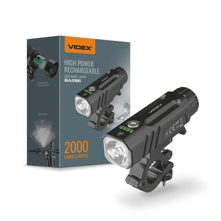 Světlo na kolo LED svítilna Dřevotěsná dobíjecí baterie IP68 2000lm Videx