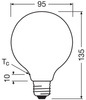 LED žárovka G95 Sphere E27 5W = 75W 1055lm 4000K Neutrální 330° vlákno CLASSIC ENERGETICKÁ ÚSPORNOST Osram