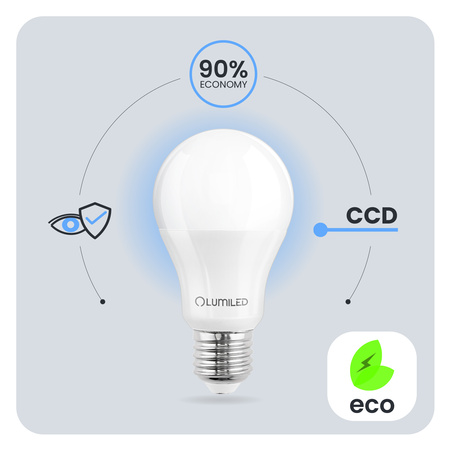 LED žárovka E27 A60 15W = 25W 1952lm 6500K studená bílá 260° LUMILED