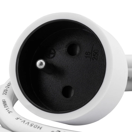 Napájecí prodlužovací kabel zástrčka-zásuvka s uzemněním 10m 3x1.5mm 16A Bílá ECOLIGHT