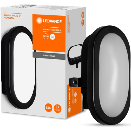 Nástěnná LED lampa 5.5W 4000K IP54 Hermetická venkovní černá BULKHEAD LEDVANCE