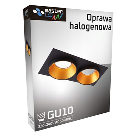 SPOT 2x GU10 obdélníkové černé zlato zapuštěné dvojité zapuštěné svítidlo