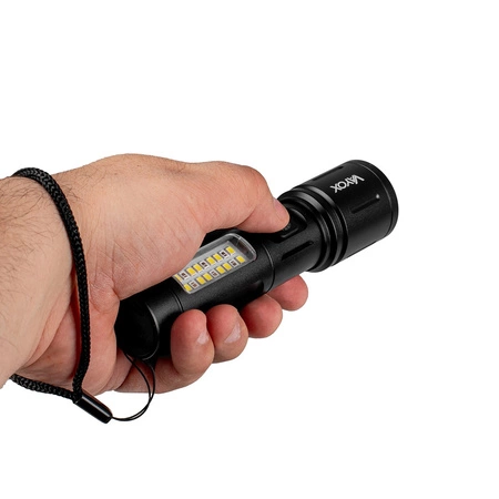 Dobíjecí LED taktická svítilna 5W 260lm Ruční napájení + SMD VA0184 VAYOX