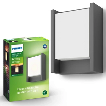 Zahradní lampa LED nástěnná lampa ARBOR myGarden 6W 2700K IP44 obdélníková antracitová PHILIPS