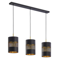 BOGART BLACK Lustr Závěsné stropní svítidlo černá a zlatá Moderní 3xE27 3215 TK Lighting