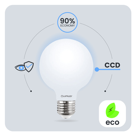 Žárovka LED E27, G95 8W = 75W 3000K Teplá bílá Globe Mléčná Filament LUMILED