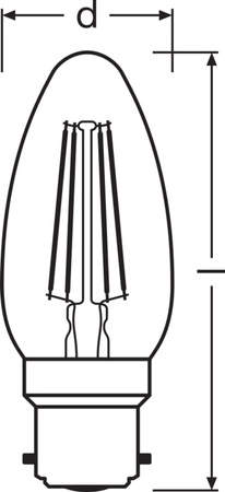 LED žárovka B35 B22d 4W = 40W 470lm 2700K teplá bílá FILAMENT LEDVANCE