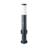 Stožár zahradní lampy E27 IP44 S pohybovým senzorem a zahradními zásuvkami 60CM Šedá VT-838 V-TAC