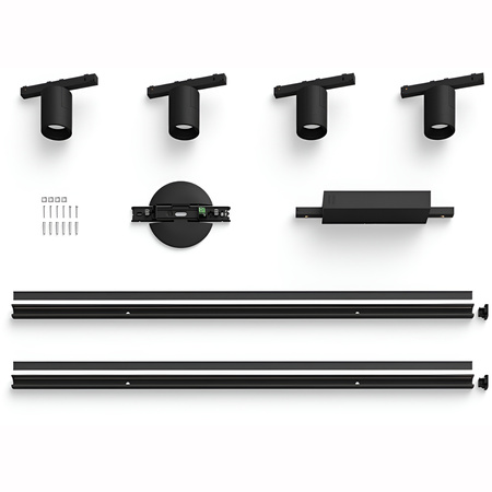 Perifo Lighting Rail Kit 2m + 4x LED reflektor 20,8W CCT RGB Philips HUE Bluetooth Black