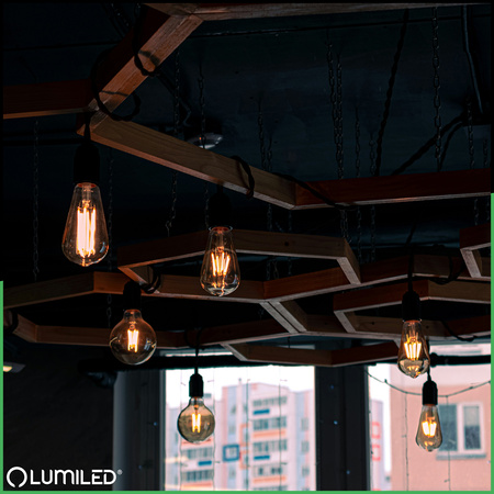 6x LED žárovka E27 Edison ST64 4W = 35W 440lm 2000K Warm 360° FILAMENT LUMILED