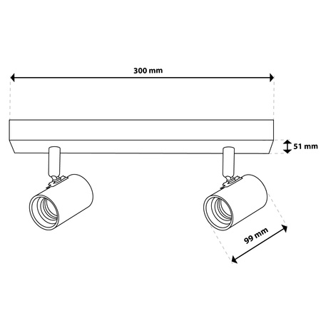 SPOT TUBA Reflektor Halogenové stropní svítidlo 2x E27 GLASA LUMILED