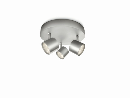 LED STAR stropní svítidlo 3x 4,5W 2700K stmívatelné reflektorové svítidlo pohyblivé hliníkové kulaté PHILIPS