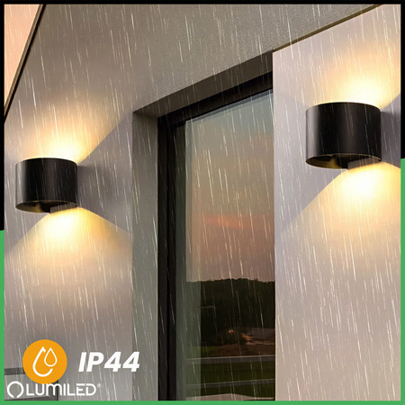 Zahradní nástěnná lampa LED G9 nastavitelná kulatá horní spodní černá PYXIS LUMILED