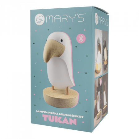 Dětské noční LED světlo 2,7W 3000K Warm + Multicolour RGB USB dobíjecí 1200mAh bílé s Bluetooth reproduktorem TUKAN MARY'S