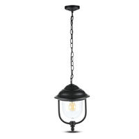 E27 Závěsná zahradní lampa na řetízku Matně černá VT-850 V-TAC